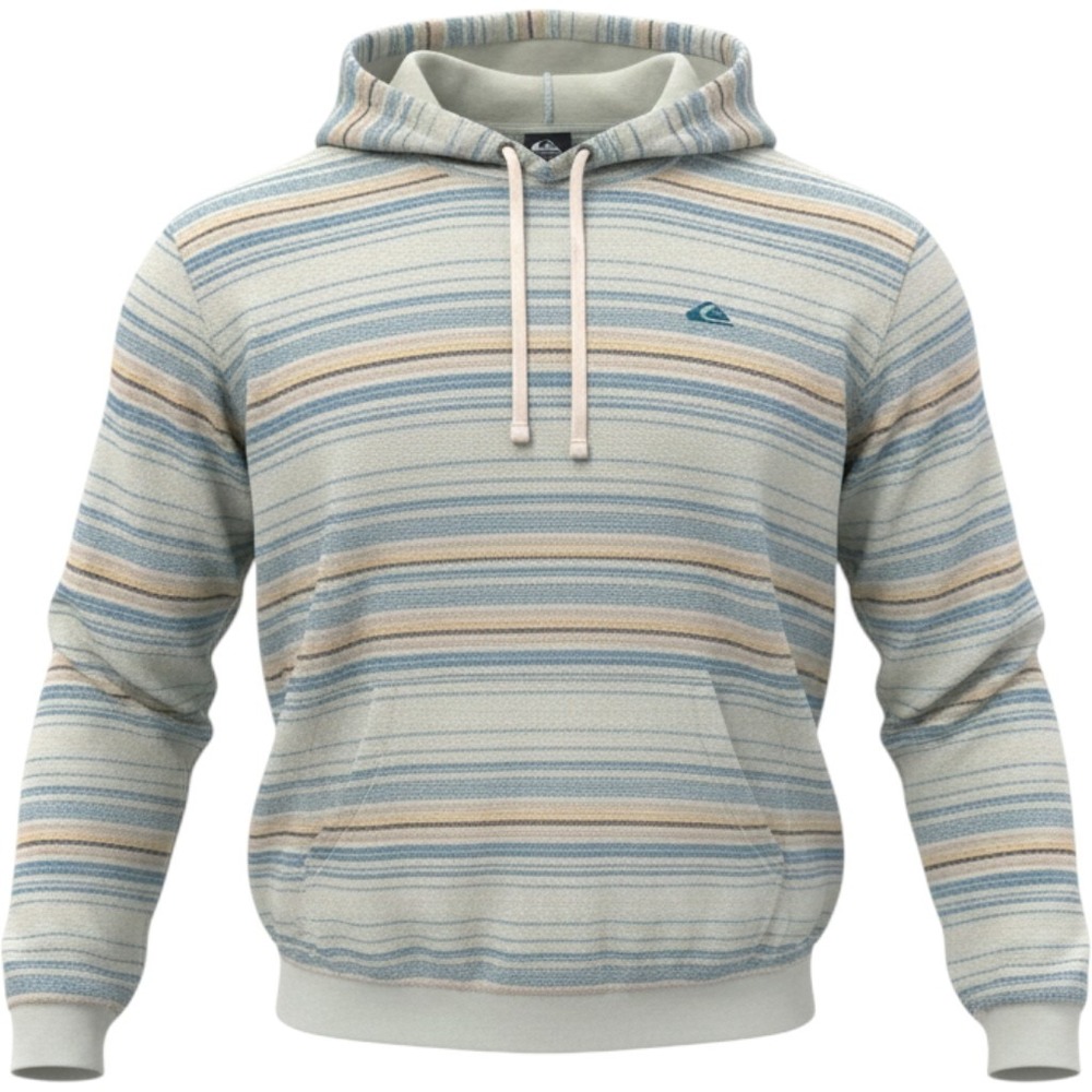 Quiksilver Baja Striped Pullover Hoodie Seafoam Blue AQYFT03353 Large